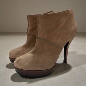 Modern Vintage Taupe Suede Platform Stiletto Ankle Boots‎ Booties Eu 40/ US 9.5